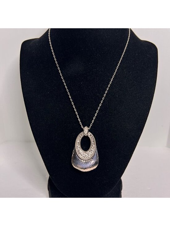 Brighton Jewelry - Brighton Lanie Silver Tone Necklace With Hammered Swarovski Pendant (6339)